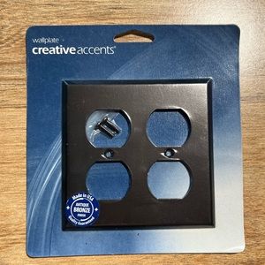 Creative Accents Antique BRONZE Steel DOUBLE OUTLET Wall Plate Cover